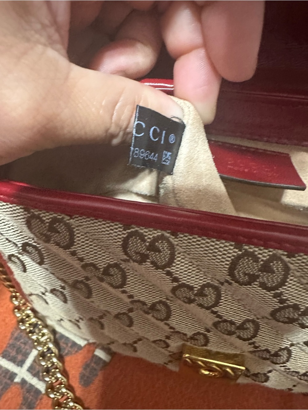 GUCCI ❤️🌟 BEIGE GG CANVAS TOP HANDLE SATCHEL W/ CHERRY RED TRIMMING ⭐️ - Picture 13 of 13